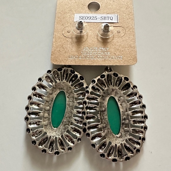 Boho Western-Style Turquoise Drop Earrings – Silver Boho Statement Jewelry - Picture 3 of 3